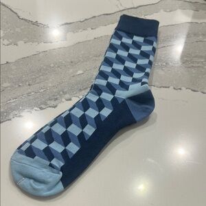 Geometric Blue Patterned Men's Sock